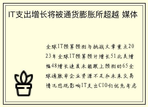 IT支出增长将被通货膨胀所超越 媒体