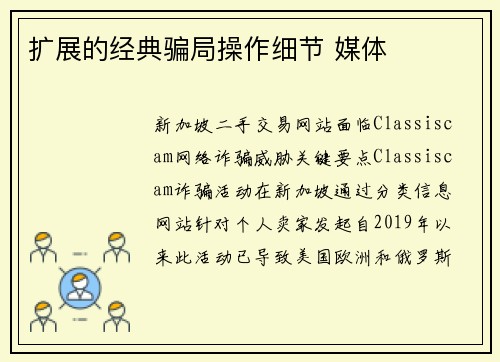 扩展的经典骗局操作细节 媒体
